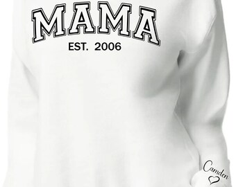 Embroidered Mama Sweatshirt, Personalized Mom Gift