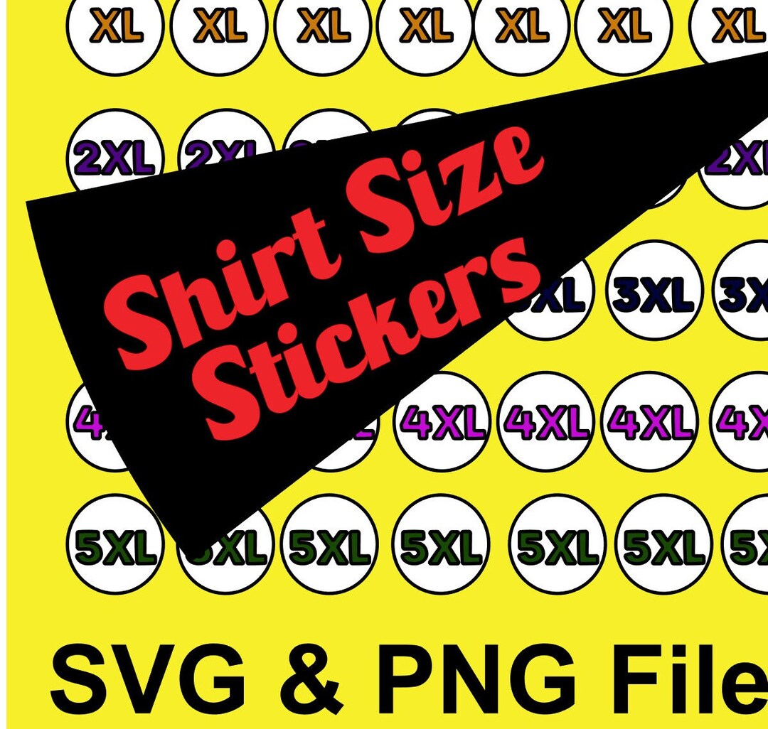 Shirt Size Labels SVG PNG File, Shirt Size Stickers, Stickers, Shirt