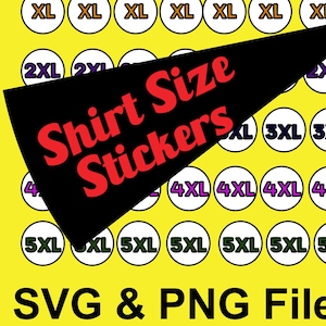 Shirt Size Labels SVG PNG File, Shirt Size Stickers, Stickers, Shirt Sizes, Clothing labels