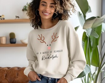 Rudolph Reindeer Christmas Sweatshirt, Holiday Cheer