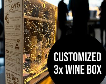 Personalised Wine Box for 2-4 wines Custom Laser Engraved Gift Birthday Christmas Anniversary
