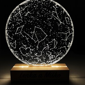 Memory Light, personlig stjärnkartlampa med graverat akryl- och trästativ
