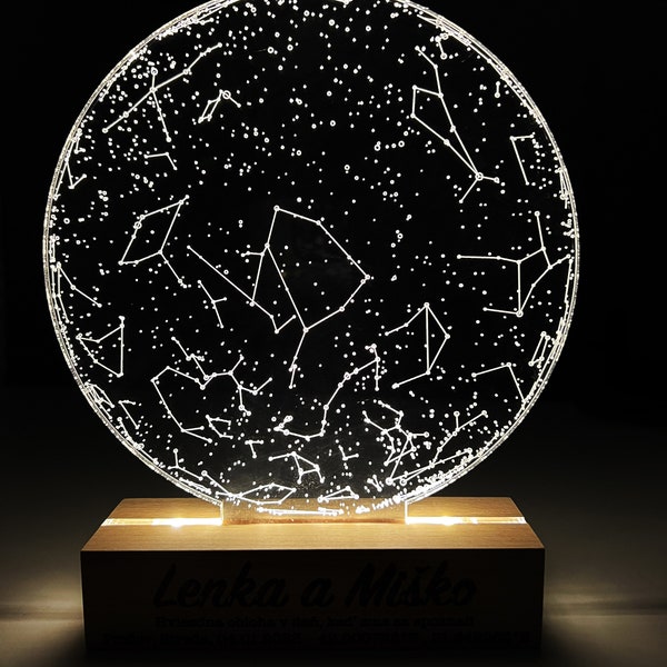Lampe personnalisée carte des étoiles par date, carte LED personnalisée lumières LED de l'UE sans taxe ni droit