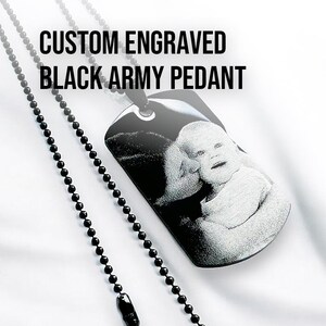 Custom Engraved Black Dog Tag Necklace: Personalized Stainless Steel Pendant