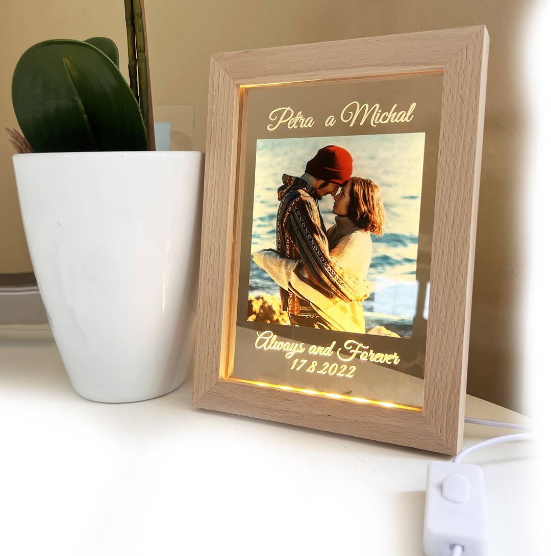 Personalized LED Lightup Photo Frame With Engraved Own Text Etsy