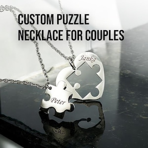 Puzzle Necklace for Couples, Dainty Puzzle Piece Necklace, Couple Necklace, Puzzle Jewelry, Couple Gifts, Puzzle Pendant