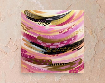 Happy Abstract Colouful Photo Poster Bold Painting Brushstroke Evocative Rainbow Gold Pink Black Yellow Contemporary Modern Art Print