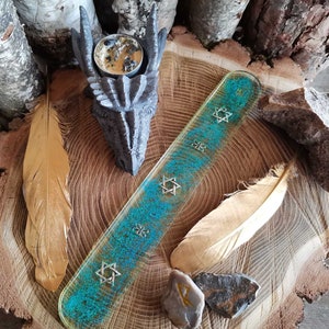 Incense Stick Holder Smooth Yellow Glitter Turquoise
