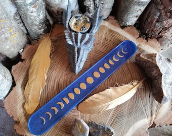 Incense Holder Moon Chameleon Blue Gold