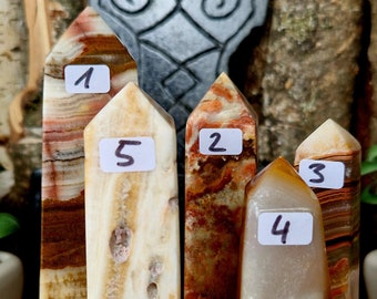 Bicolor Calcite Obelisk dark