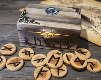 Yew Rune Set with Wooden Box