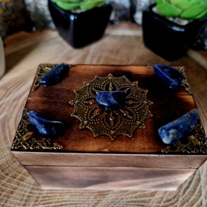 Wooden Box Small Flamed Sodalite