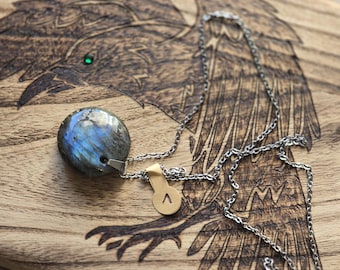 Labradorite Pendant Blue Fire with Stainless Steel Chain/T1