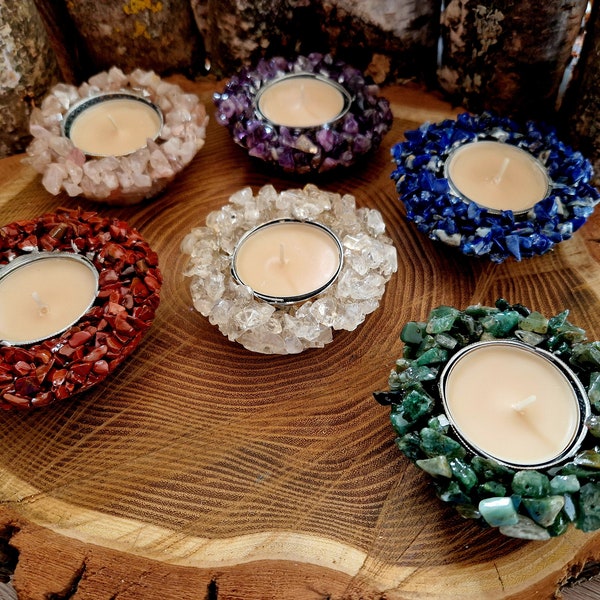 Natural stone tea light holders different types