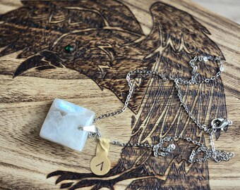 Moonstone pendant with stainless steel chain/T1