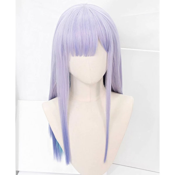 Light purple gradient highlights wig for cosplay, Long straight wig for women, Authentic and high-quality hairpiece, cosplay wig, daily wig