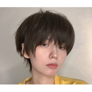 Nature Brown Men's Short Hair, Nature daily men's wig, Straight Hair Wig, DK Youth wig with bangs, Man's Fluffy Wig, Modern cosplay men wig