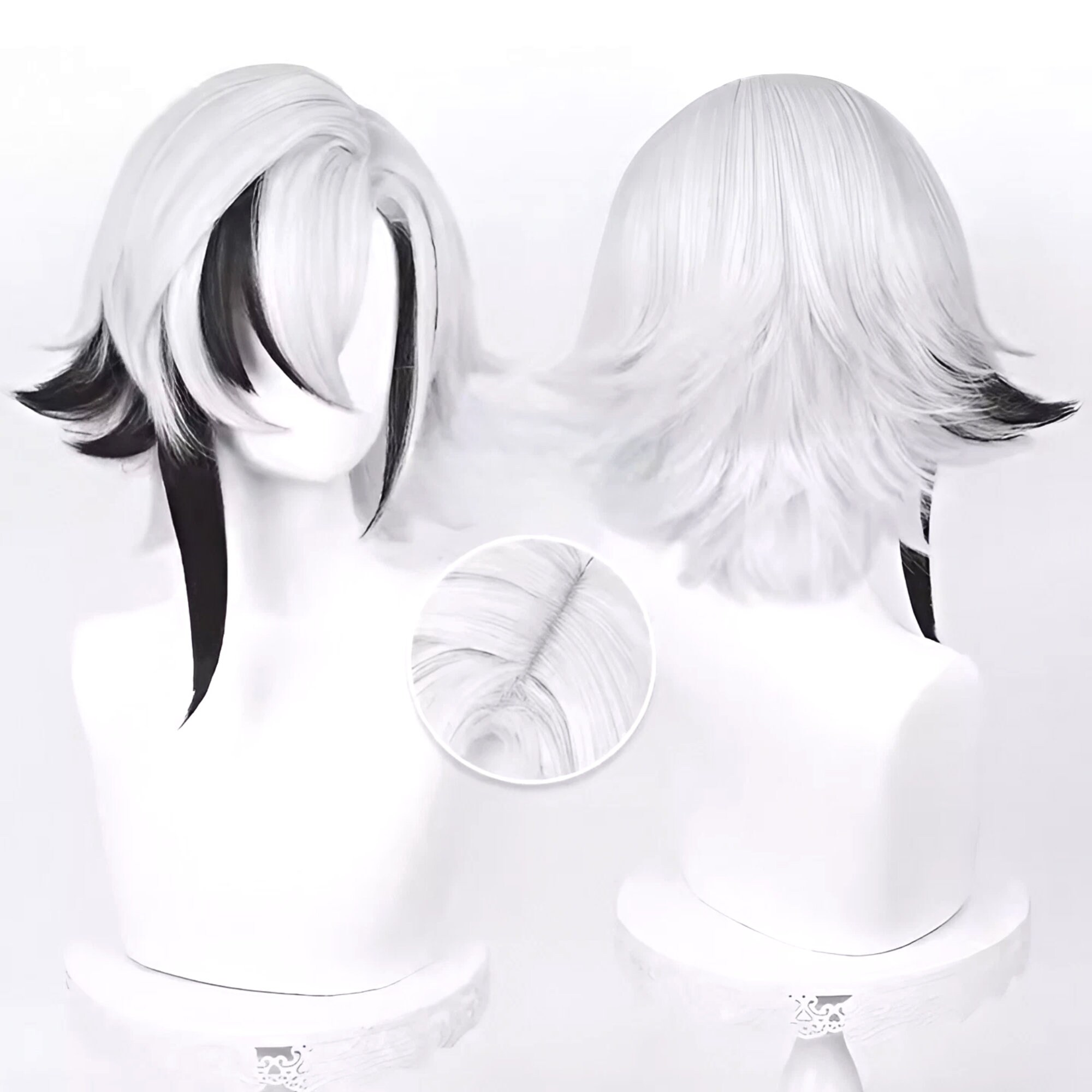 Cosplay black and white cheap wig
