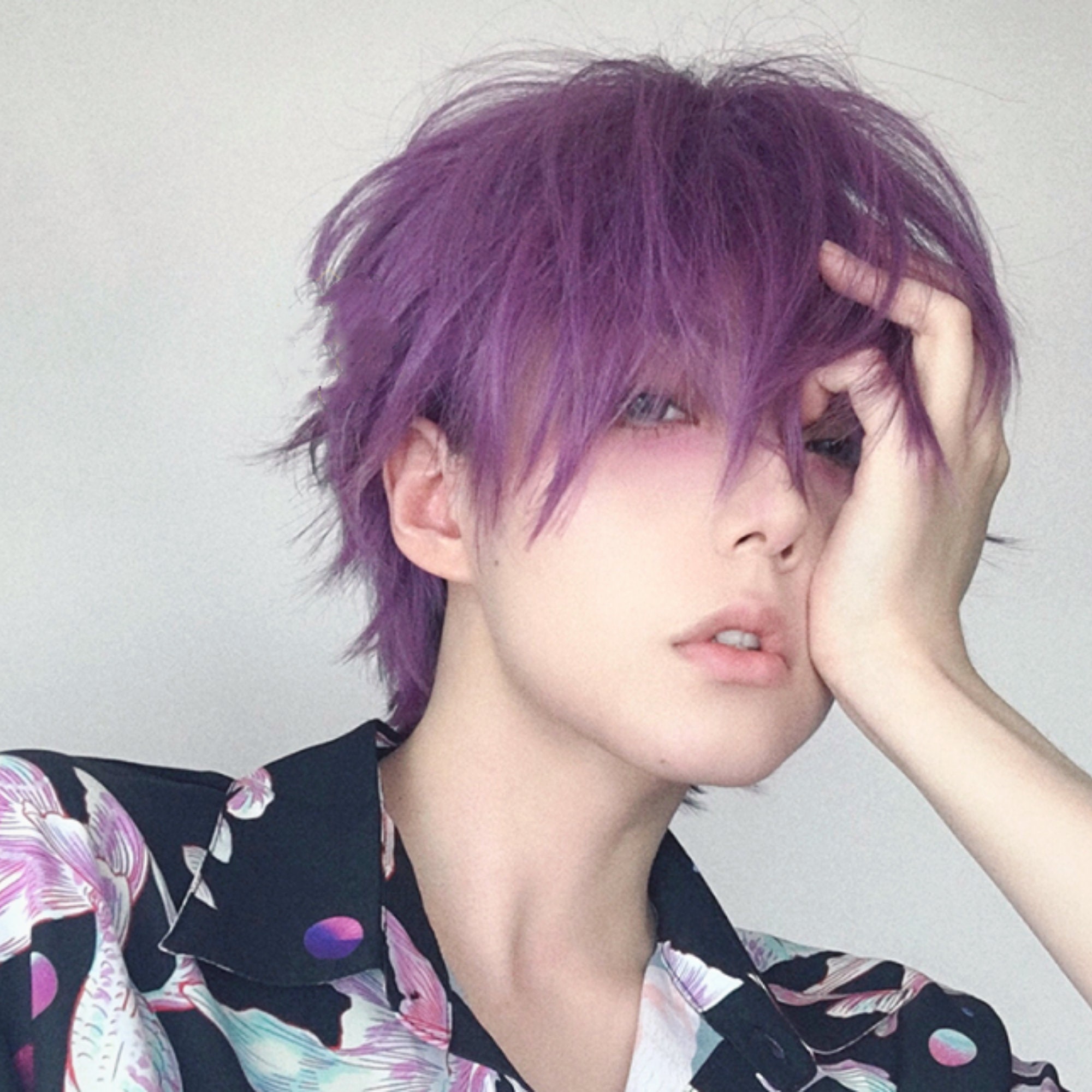 Purple best sale wig men