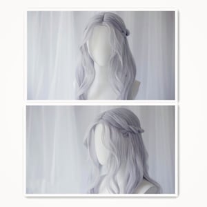 FF14 Hydaelyn cosplay wig, FFXIV Ancients Venat cosplay wig, long grey Curly cosplay wig