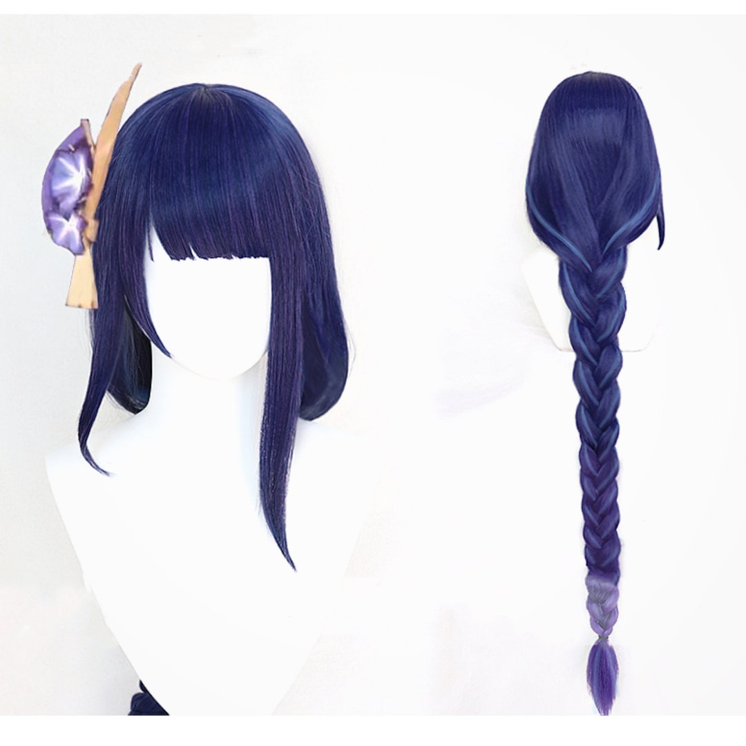 120cm Game Genshin Impact Raiden Shogun Cosplay Wig, Long Purple