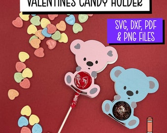 Soporte para piruletas con forma de oso de San Valentín (archivo SVG): Archivo de corte para caramelos y chocolates (descarga digital)