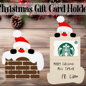 Porte-cartes cadeau de Noël, père Noël, cadeau de vacances, impression et fichier de coupe, téléchargement numérique, Cricut, PNG, SVG