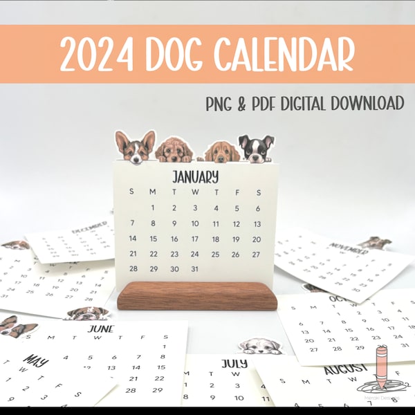 2024 Dog Calendar - Print then Cut File