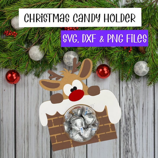 Reindeer Head Christmas Candy Treat Holder Cut File SVG Bundle, Digital Download, Candy Dome, Paper Ornament, Silhouette, Cricut