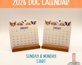 2026 Cute Dog Calendar | Printable Dog Lover Gift | Monthly Puppies | Minimalist Desk Calendar | Digital Download for Home or Office