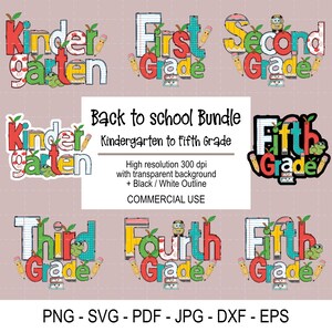 Pack rentrée scolaire PNG SVG ; Enseignant ; École ; Premier jour d'école ; Sublimation ; De la maternelle à la 5e année ; Décoration de la classe ; Cadeaux pour enseignants