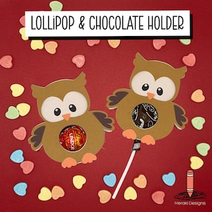Valentine Eule Lollipop Halter, Candy Halter, SVG, geschnitten Datei, digitaler Download, Silhouette, Cricut
