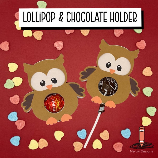 Valentine Owl Lollipop Holder, Candy Holder, SVG, Cut File, Digital Download, Silhouette, Cricut