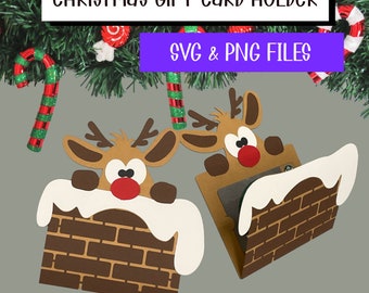 Reindeer Christmas Gift Card Holder, Rudolph, Cricut SVG PNG (Digital Download)