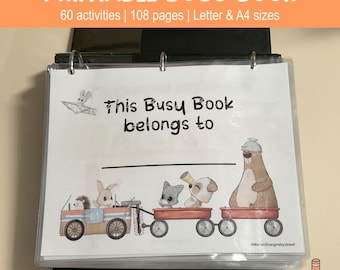 Printable Busy Book Binder | 108 Pages | Progressive Skill-Building Activities | A4 + Letter Sizes