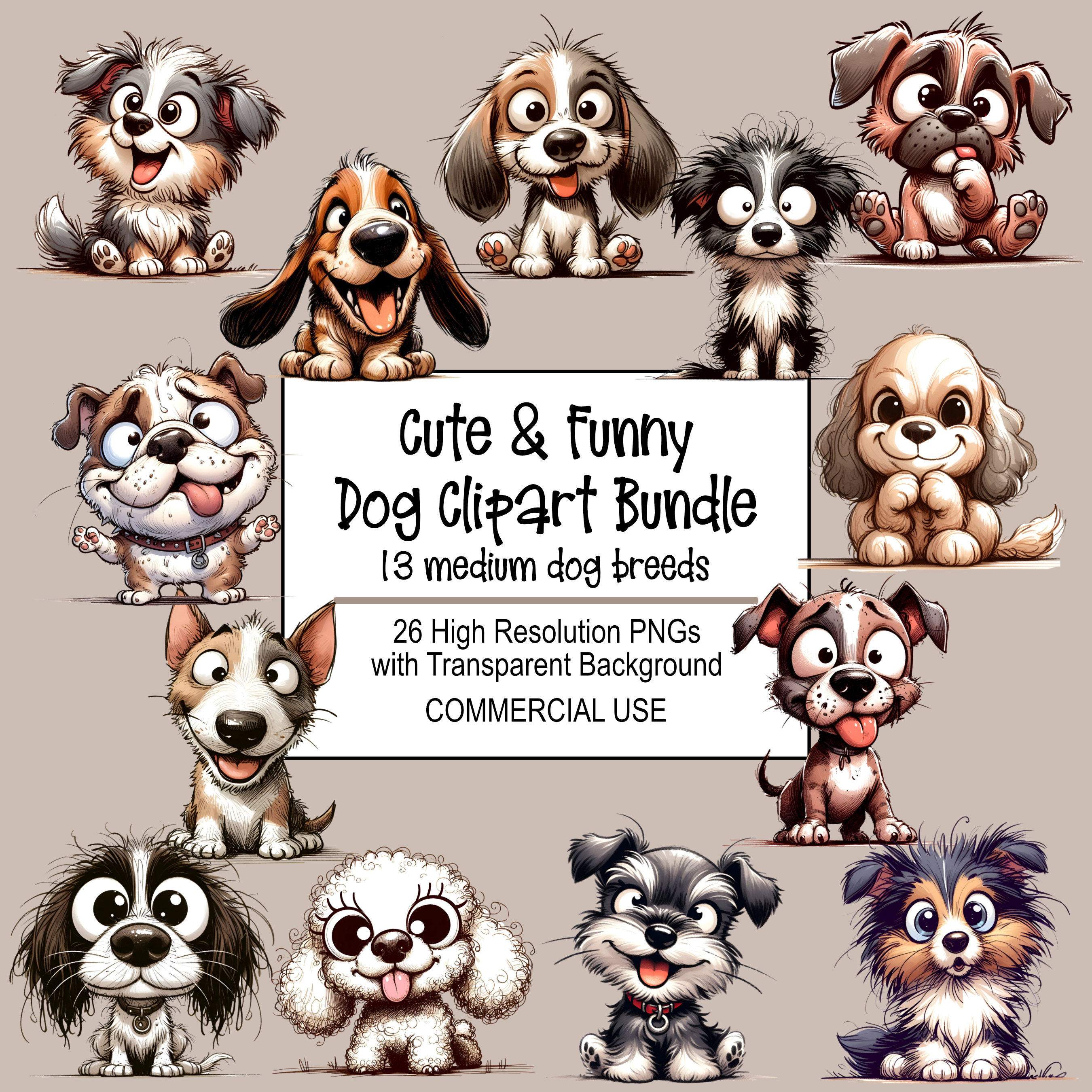 Cute & Funny Dog PNG Clipart Bundle Funny Puppy Clipart 26 High ...