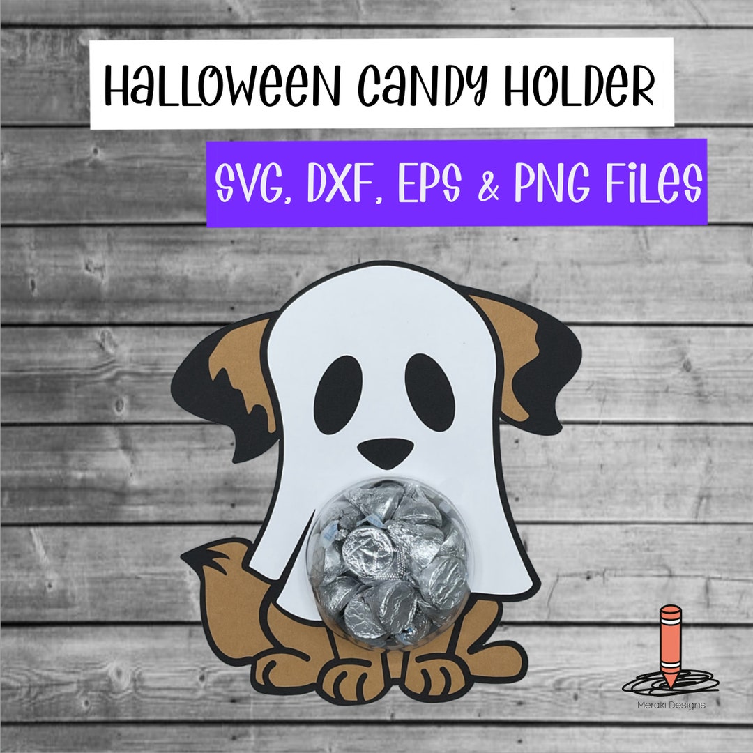 Halloween Ghost Dog Candy Holder Svg, Dxf, Eps, Png Trick or Treat