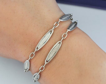 1930s Art Deco Silver Bracelet: Antique French Watch Chain Jewelry