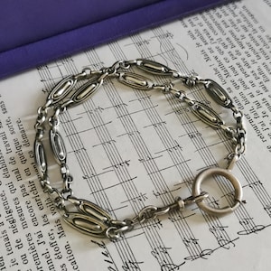 Antique Victorian Silver Watch Chain Bracelet: French Swivel Clasp