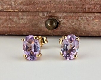 Boucles D'oreilles Vintage En Or 18k Avec Améthystes - Bijou De Patrimoine Français, Occasion