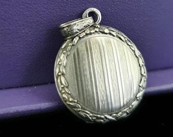 Antike Französisch Edwardian Silber Foto Locket - Reed & Cross Hatch Rahmen