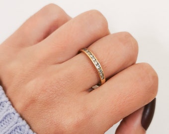 18 kt Half Eternity Gold en diamanten ring antieke 18 kt diamanten ring Vintage Half Eternity ring diamanten en gouden beloftering trouwring