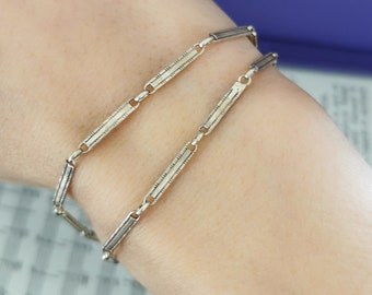 1920s Art Deco Silver Bracelet Necklace: French Albert Chain