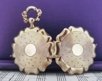 Late Victorian Guilloche Silver Locket: Antique French Watch Pendant