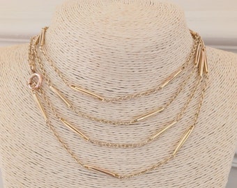 46gr Antique 18K Gold Longuard Chain: Edwardian Gold Necklace, 60"