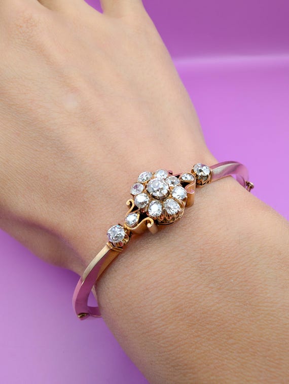 【定価35万】 ☆アンティーク ダイヤモンド ブレスレット バングル☆ 《限定1点》 [送料無料] No，AT-10 PT900 18金 18K 2(0)(0) ダイヤモンド バングル（ブレスレット） アンティークジュエリー