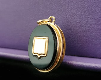 Antique 18K Gold Victorian onyx locket Napoleon III Reliquary photo holder  XIX century Mourning locket Gift for Him Gift for Her