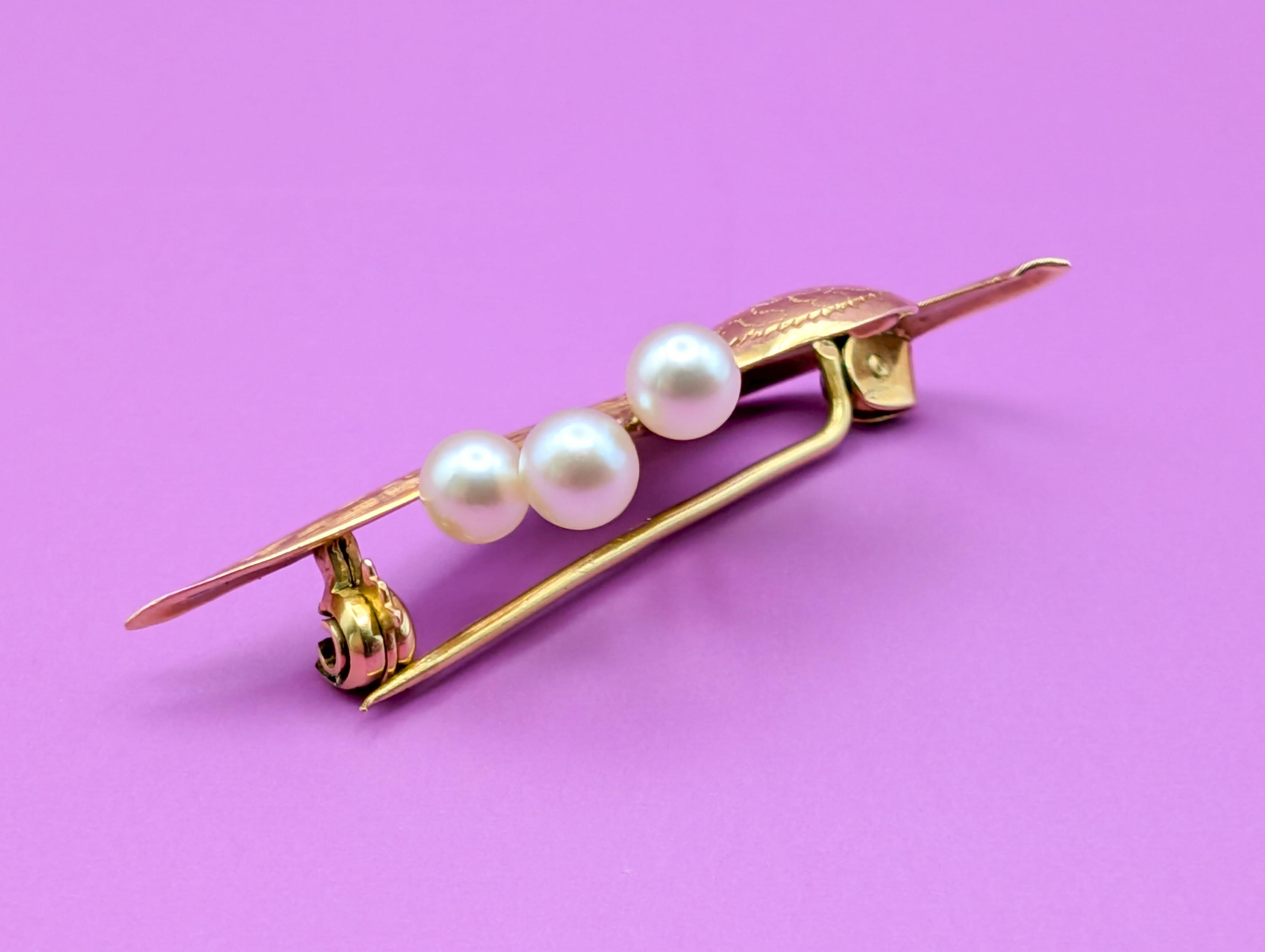 Broche Antique Or 18 Carats - Perles Naturelles - XIXe Siècle Style Napoléon III