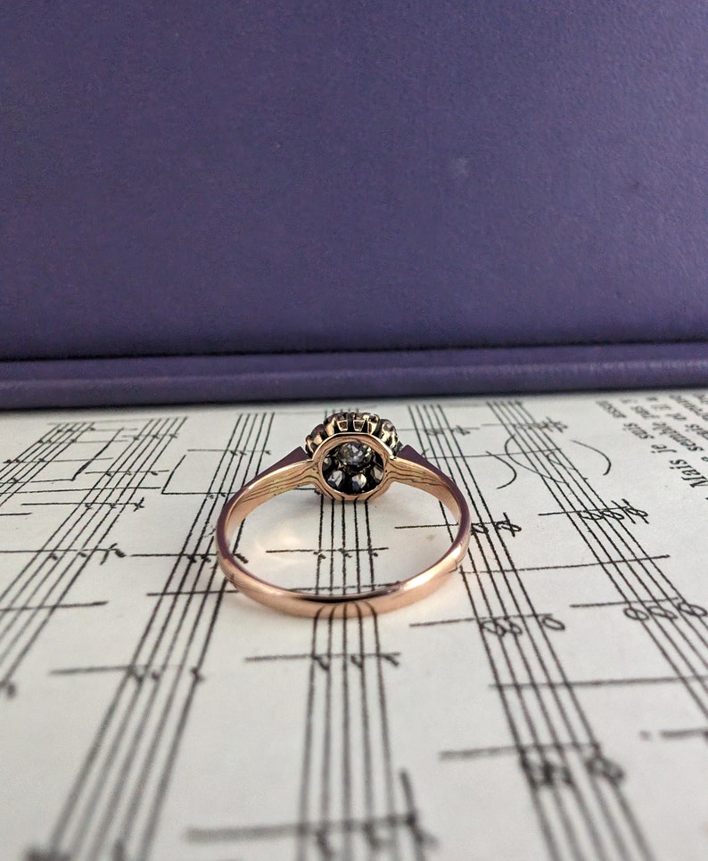 Antique 18K Rose Gold Diamond Ring Edwardian 18K Gold Diamond Daisy ...