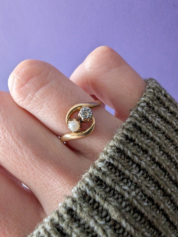 1900 Antiker Ring Franzosisch Edwardian 18 ct Gold und Perlen und Diamant Cluster Ring Antiker Verlobungsring Franzosischer Diamant und Perle Etsy